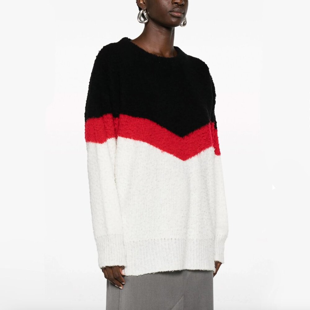 Stella McCartney "Casentino" wool-blend sweater in Black/Red/Ivory, size Small